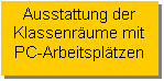 Textfeld: Ausstattung der
Klassenräume mit
PC-Arbeitsplätzen