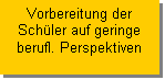Textfeld: Vorbereitung der 
Schüler auf geringe
berufl. Perspektiven