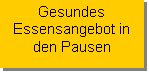 Textfeld: Gesundes 
Essensangebot in 
den Pausen